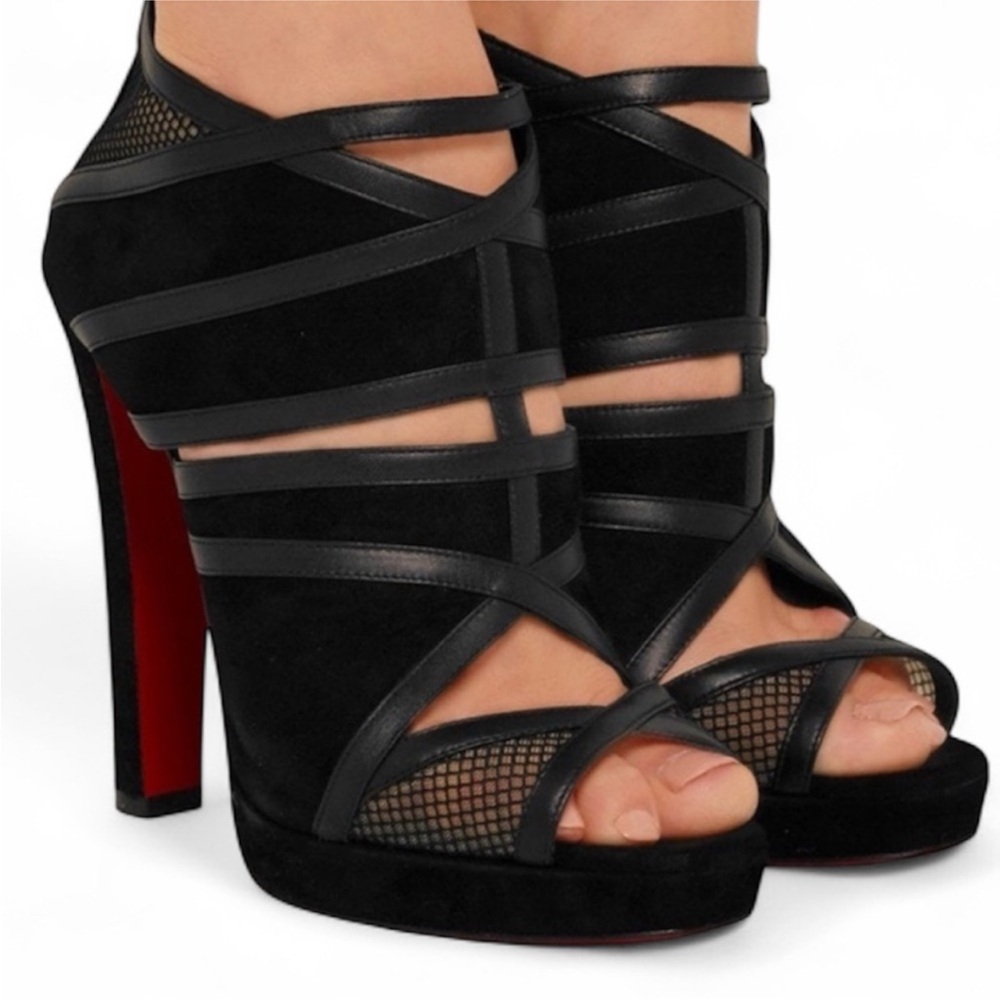 Christian Louboutin Black Strappy Ankle Booties